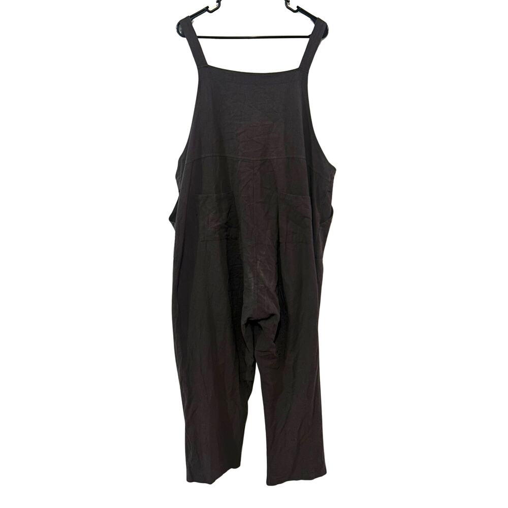 Oversized Gray Linen Blend Utility Overalls XL | Baggy Wide Leg Workwear Boho - Picture 2 of 7